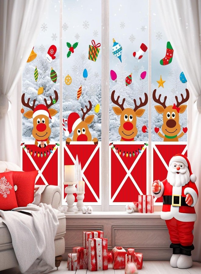 ojustbeok Christmas Deer Large Size Window Clings Decorations Reindeer Stable Window Decal Christmas Elk Winter Snowflake Reusable DIY Static Wall Door Sticker for Xmas Holiday Party Home Classroom Office Decor - Image 4